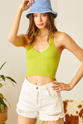 Glow Up Crop Tank Top- Lime