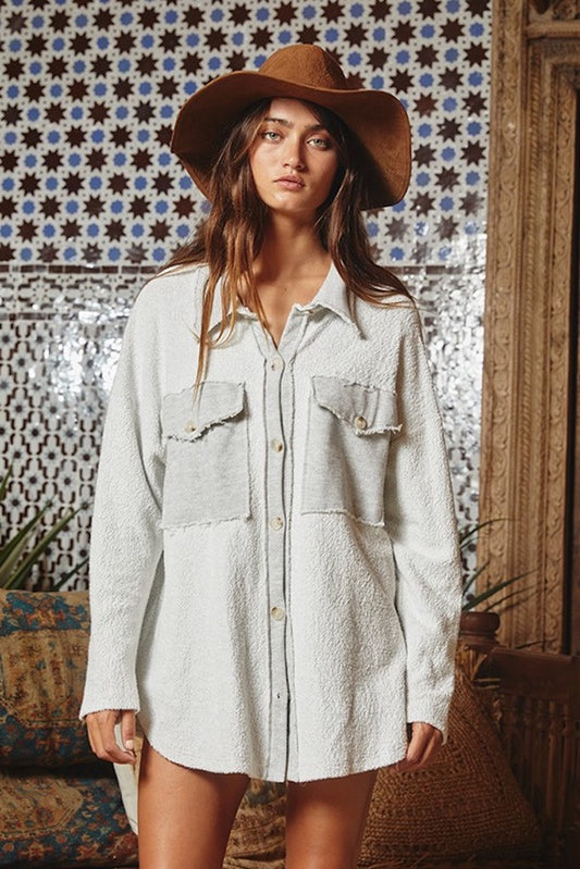 Money Maker Oversized Top- Light Grey