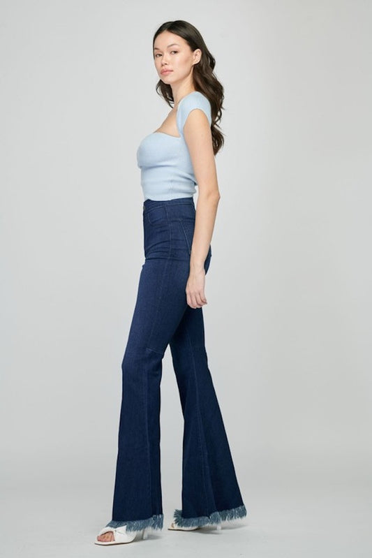 Trouble Flare Jeans- Dark Denim