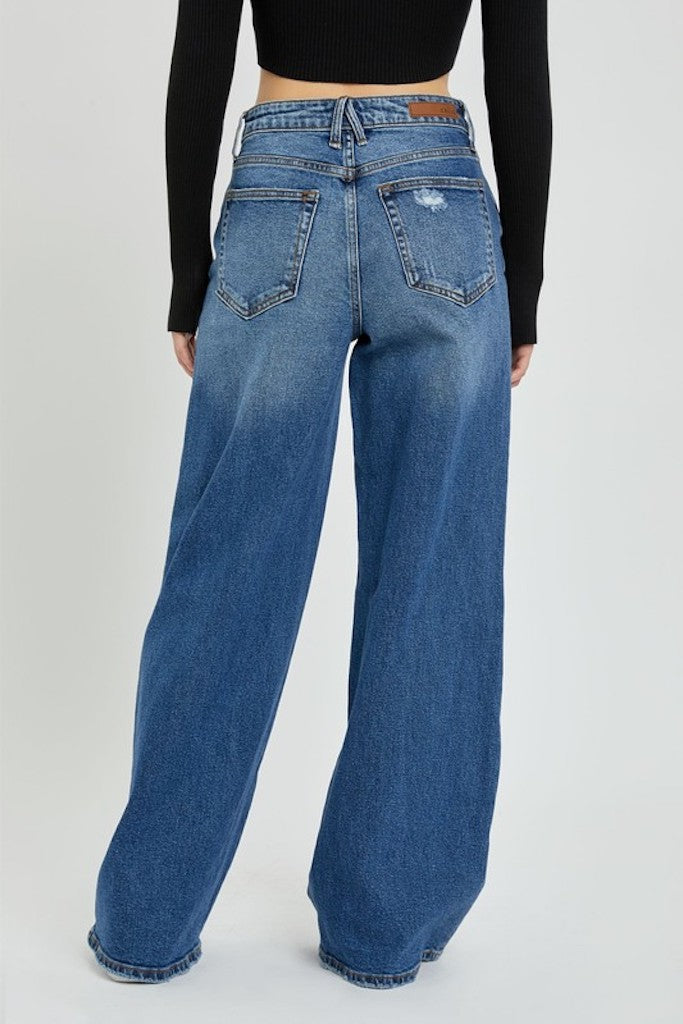 Feeling Bold Wide Legs Jeans - Dark Wash