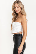 Independent Girl Crop Tube Top- White