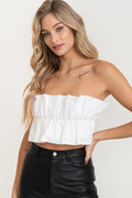 Independent Girl Crop Tube Top- White
