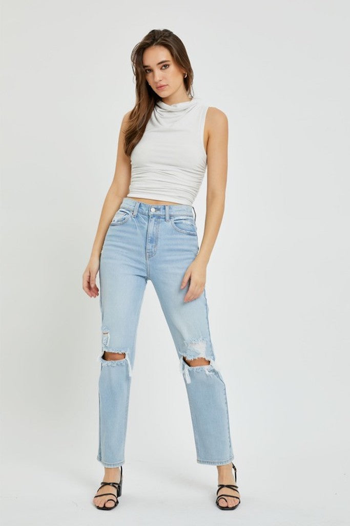 Whisked Away Mom Jeans- Light Denim