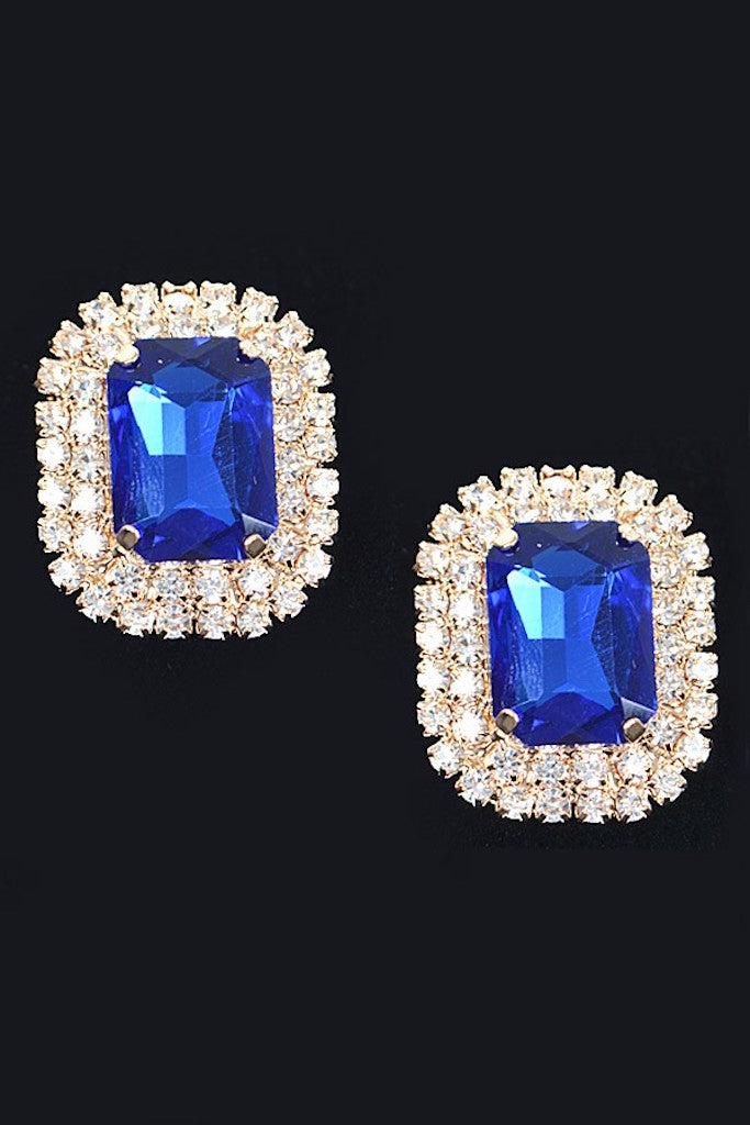 Kamila Rhinestone Earrings- Blue
