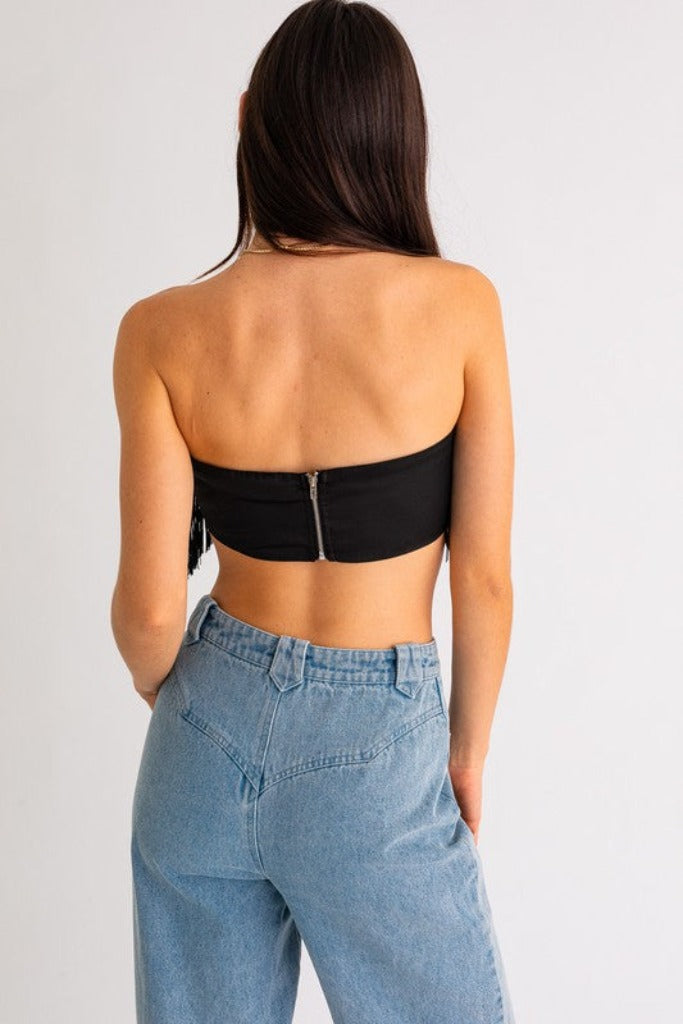 Waiting Right Here Crop Top- Black