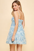Meredith Floral Mini Dress- Blue
