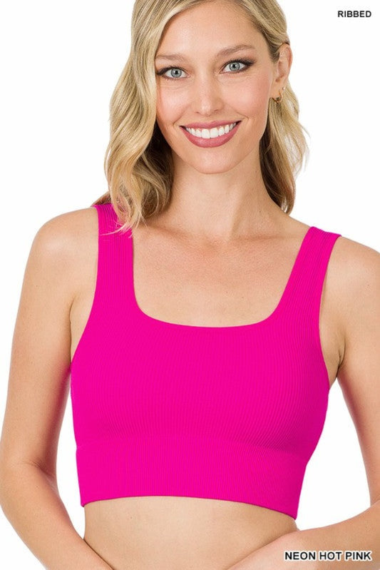 Best Foot Forward Cropped Tank- Hot Pink