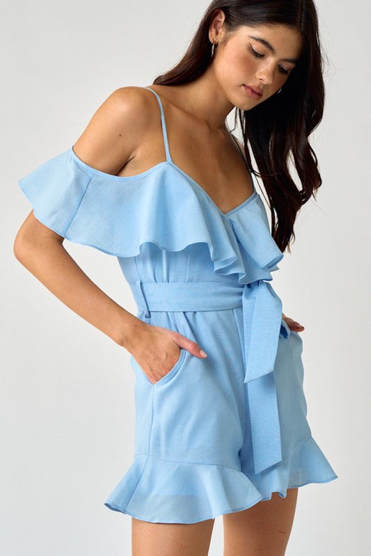 Slow Burn Love Romper- Light Blue
