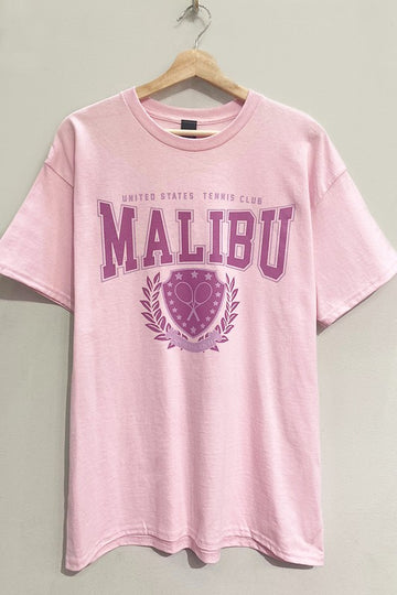Malibu Tennis Club Graphic Tee- Light Pink