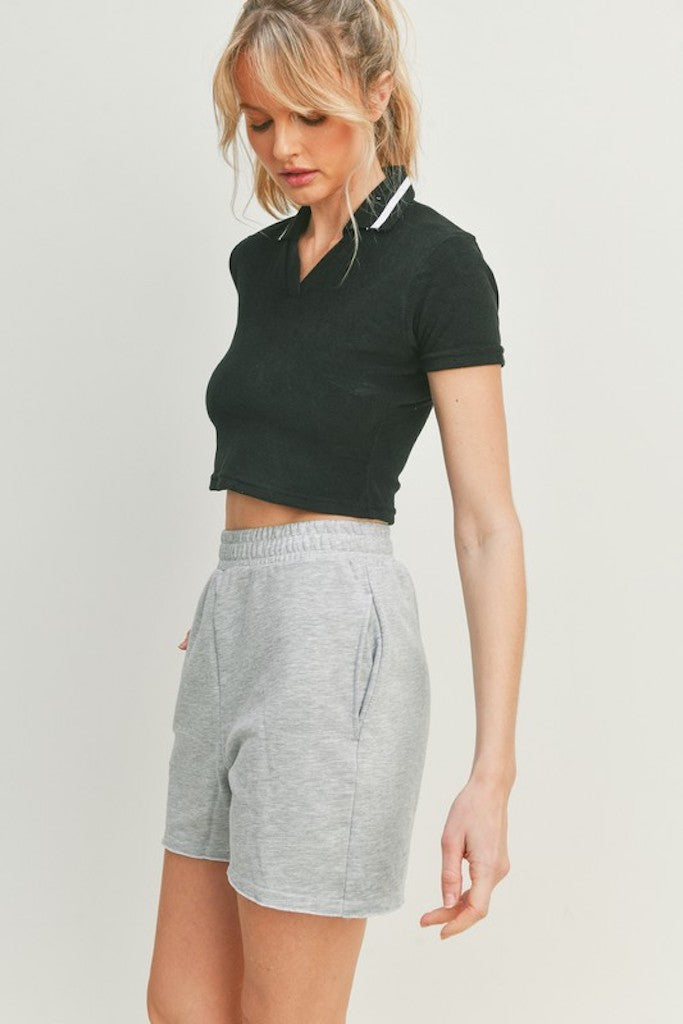 Tell Me Something Crop Top- Black