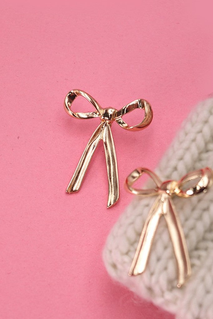 Wrapped Up Bow Stud Earrings- Gold