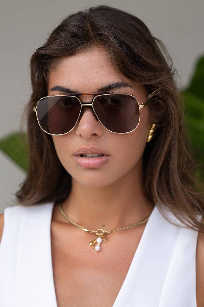 FREYRS Eyewear Logan Acetate Aviator Sunglasses - Dark Brown