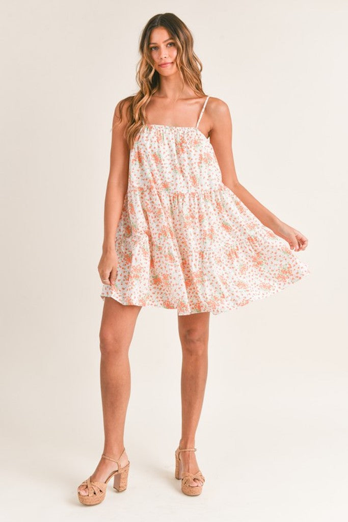 Kaleen Floral Mini Dress- Orange Multi
