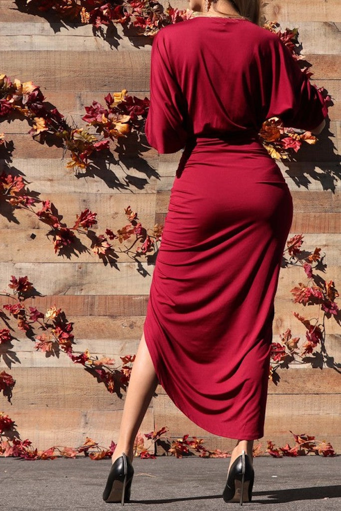 The Long Game Midi Dress- Maroon
