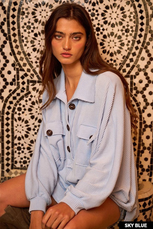 Only Yours Henley Top- Sky Blue