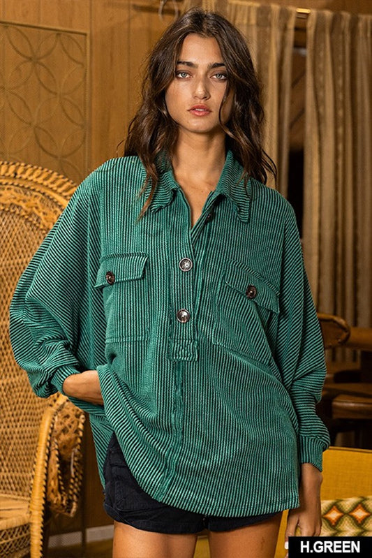 Only Yours Henley Top- Green