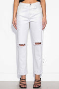 Flourish Together Mom Jeans- White