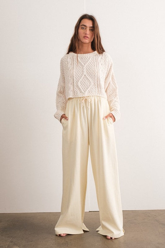 Vivid Dreams Wide Leg Joggers- Cream