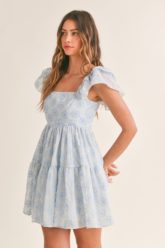 Tatiana Floral Mini Dress- Blue