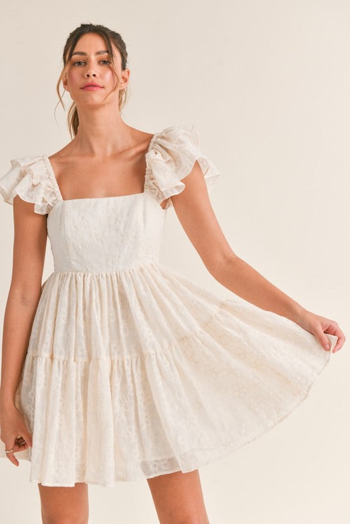 Tatiana Floral Mini Dress- Cream