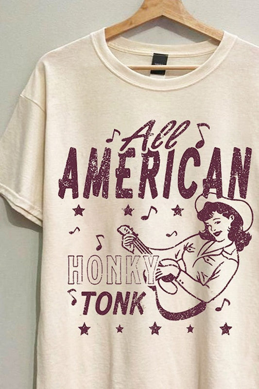 American Honky Tonk Graphic Tee- Natural