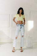 Come Through Straight Leg Jeans- Light Wash