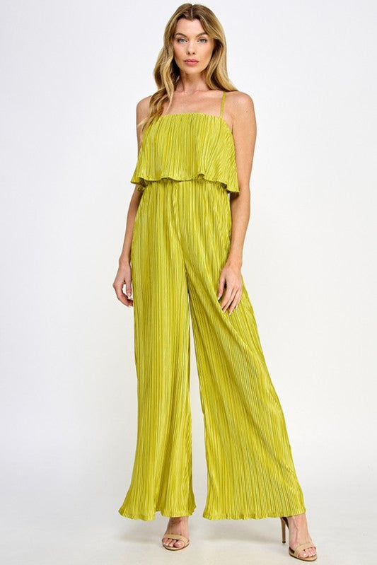 Checking In Jumpsuit- Lime