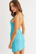 Timeless Mini Dress- Aqua