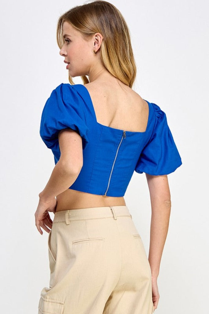 Meet Me Halfway Crop Top- Blue