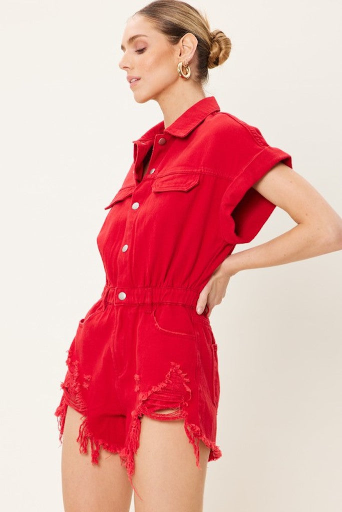 Choose Your Path Romper- Red