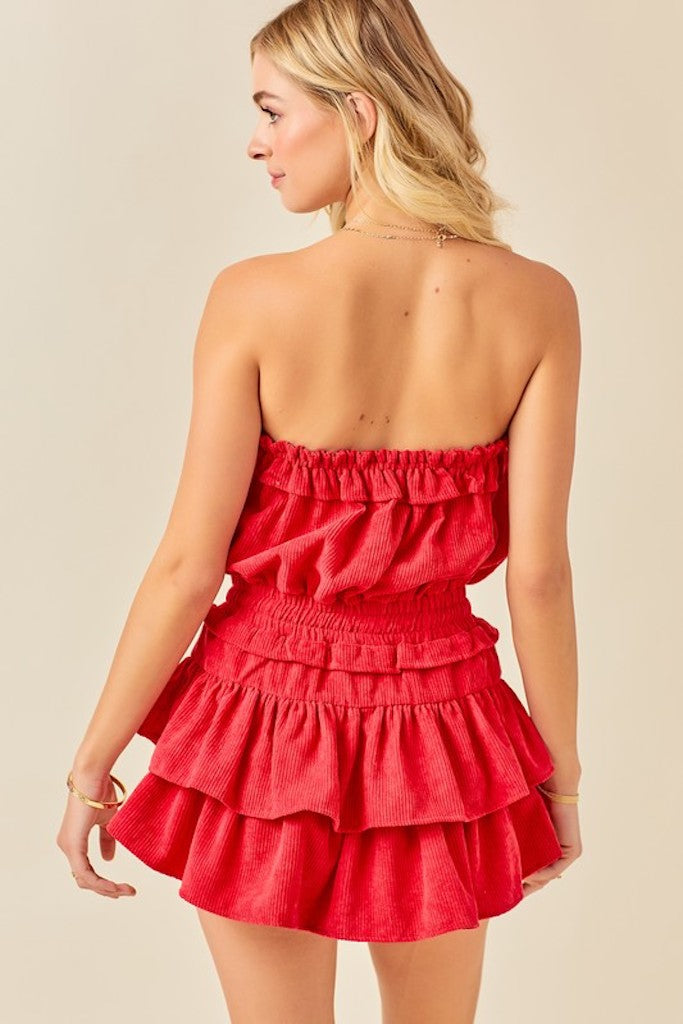 Flashing Lights Romper- Red