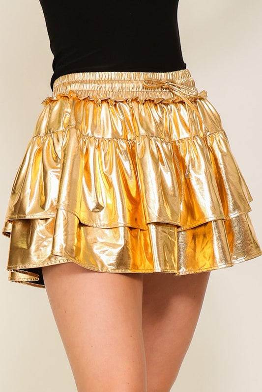 New News Skort- Gold