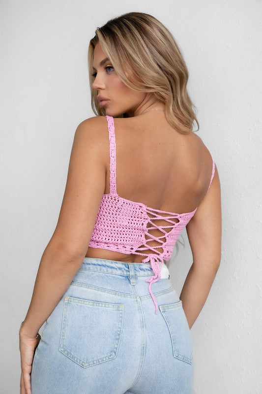 State of Art Knit Crop Top - Pink