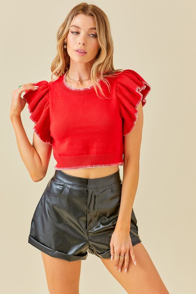 In The Night Crop Top- Red/White
