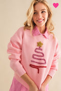 Christmas Glitz Sweater- Pink