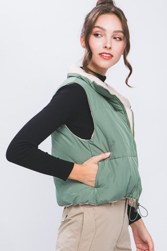 In Your Way Vest- Green/ Cream