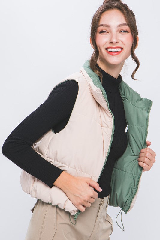 In Your Way Vest- Green/ Cream