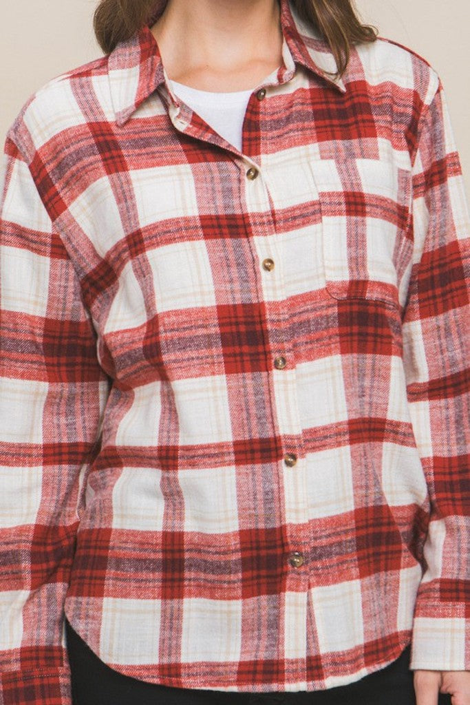 So Exclusive Button Up Flannel- Red