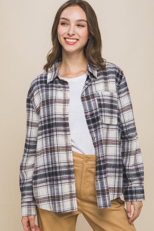 So Exclusive Button Up Flannel- Black