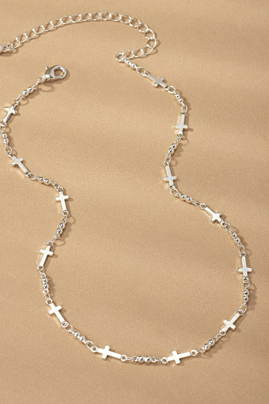 Be Still Cross Necklace- Silver
