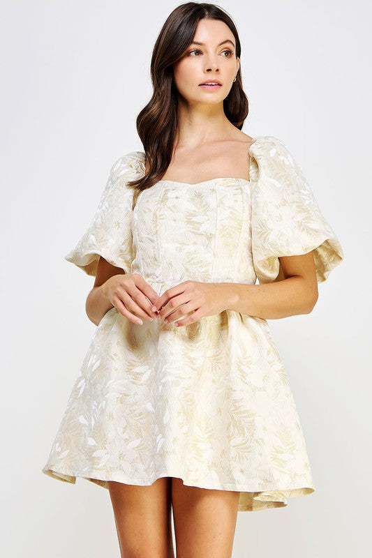 Completes Me Dress- Ivory/Gold