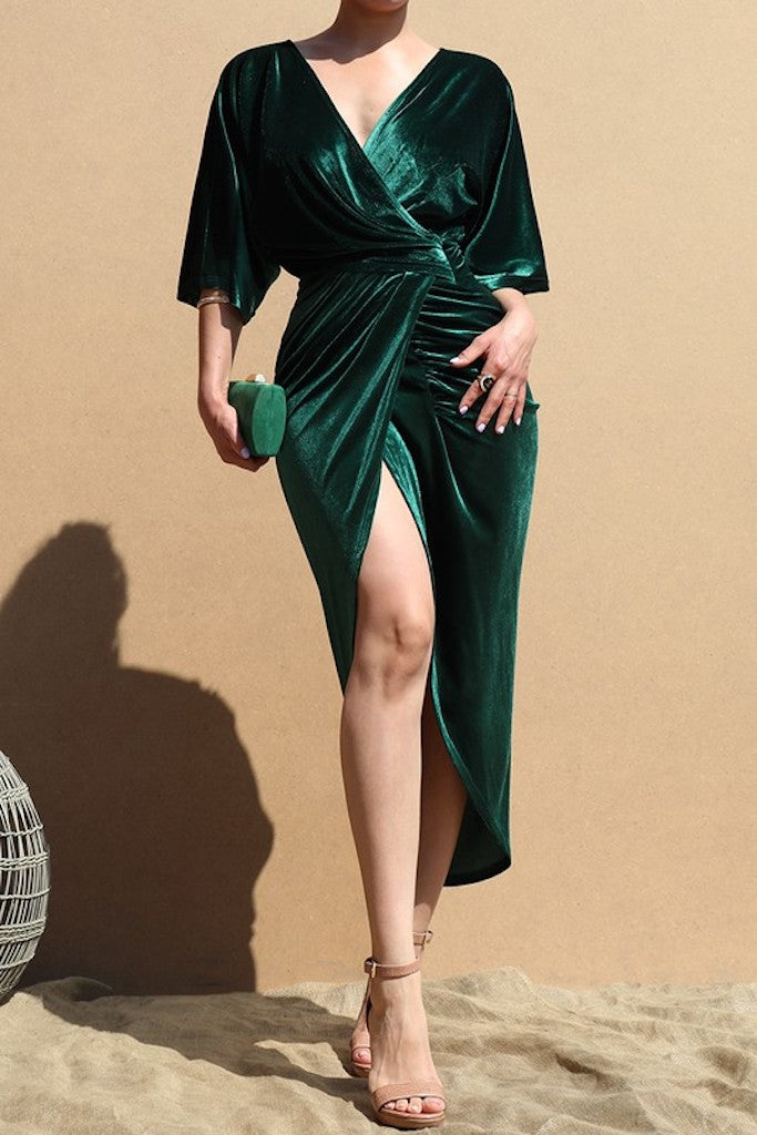 Earned It Midi Dress- Dark Green