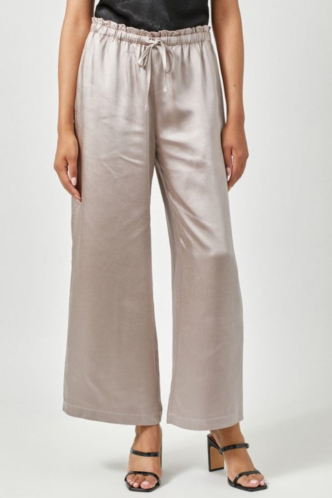 Go The Distance Satin Pants- Taupe