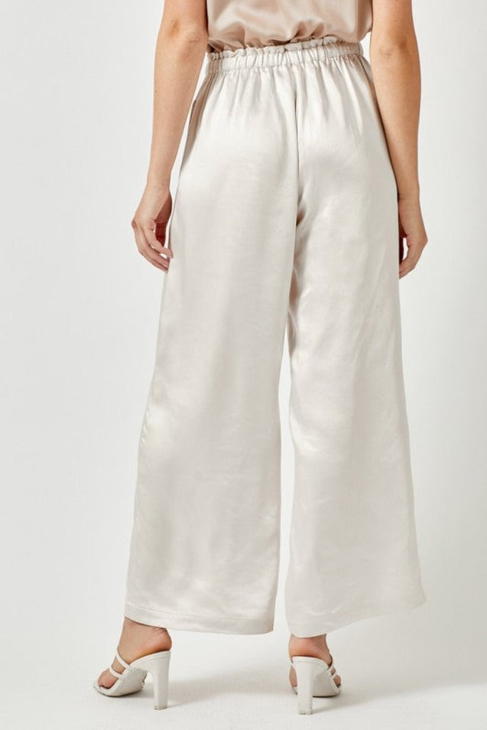 Go The Distance Satin Pants- Cream