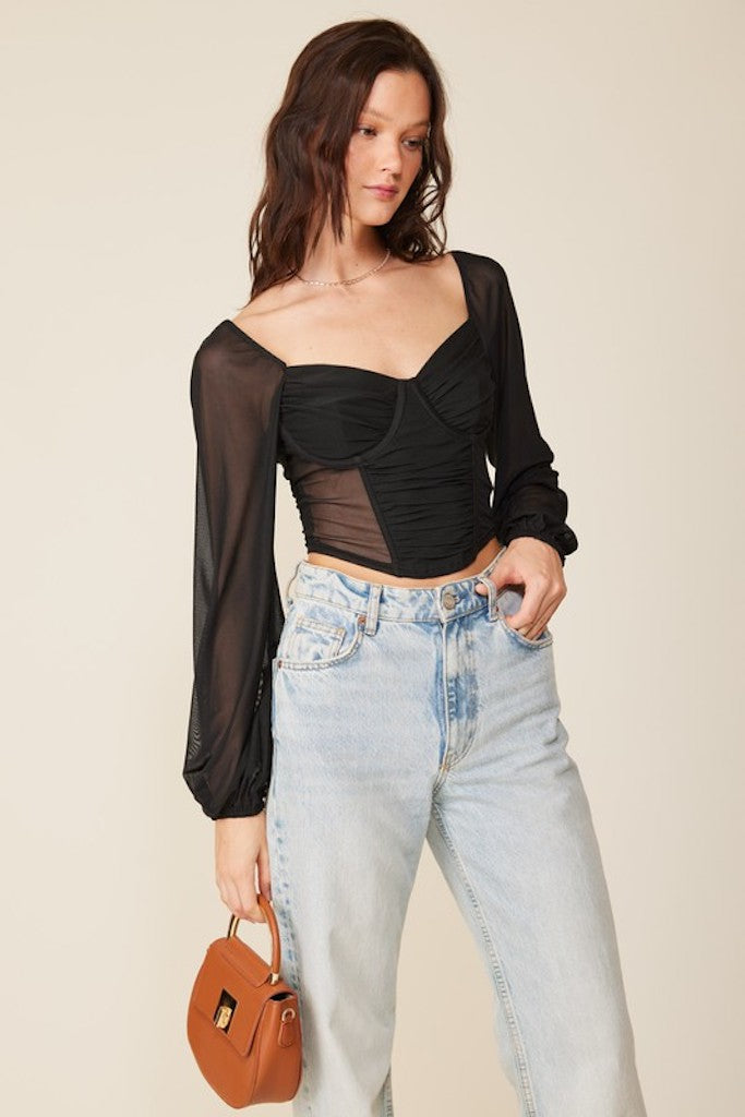 Total Flirt Crop Top- Black