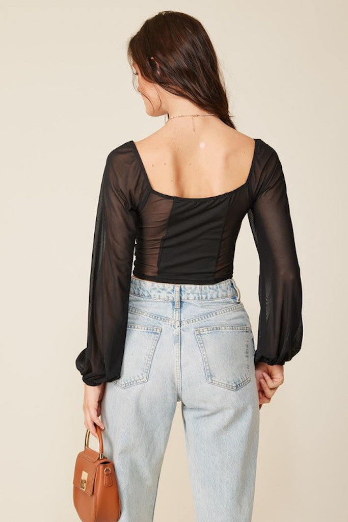 Total Flirt Crop Top- Black