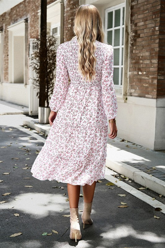 Perdita Floral Maxi Dress- White/Pink