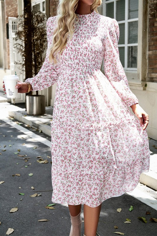 Perdita Floral Maxi Dress- White/Pink