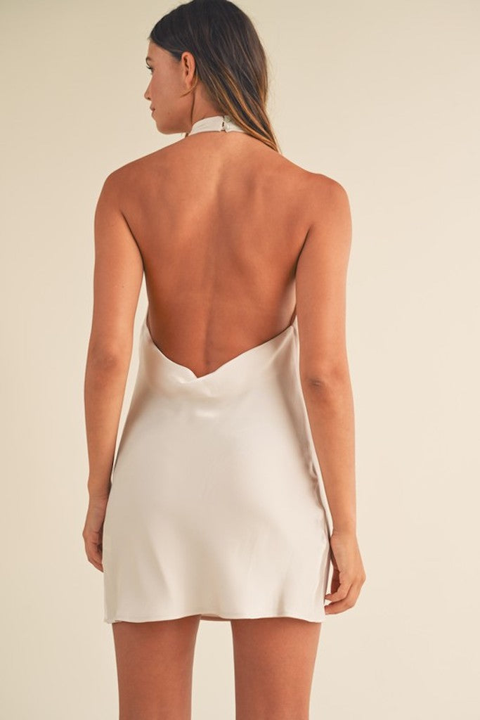 Dahlia Halter Dress- Champagne