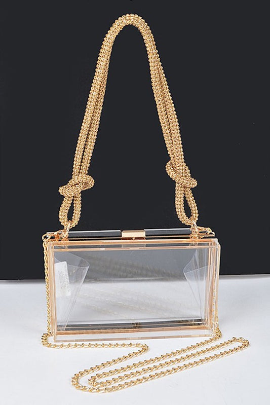 Living My Best Clear Purse- Gold
